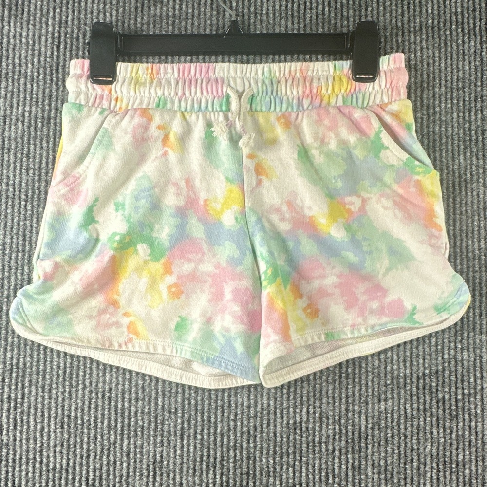Cat & Jack Girls Pastel Tie Dye Sweat Shorts XL 14 Elastic Waist Lounge Pockets